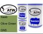 Preview: Saab, Olive Green, GN5: 500ml Lackdose + 500ml Klarlack + 250ml Härter - Set, von ATW Autoteile West.